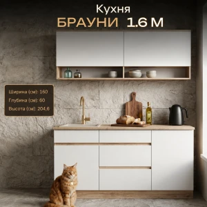 Кухня "Брауни" 1,6м Дуб делано/Белый